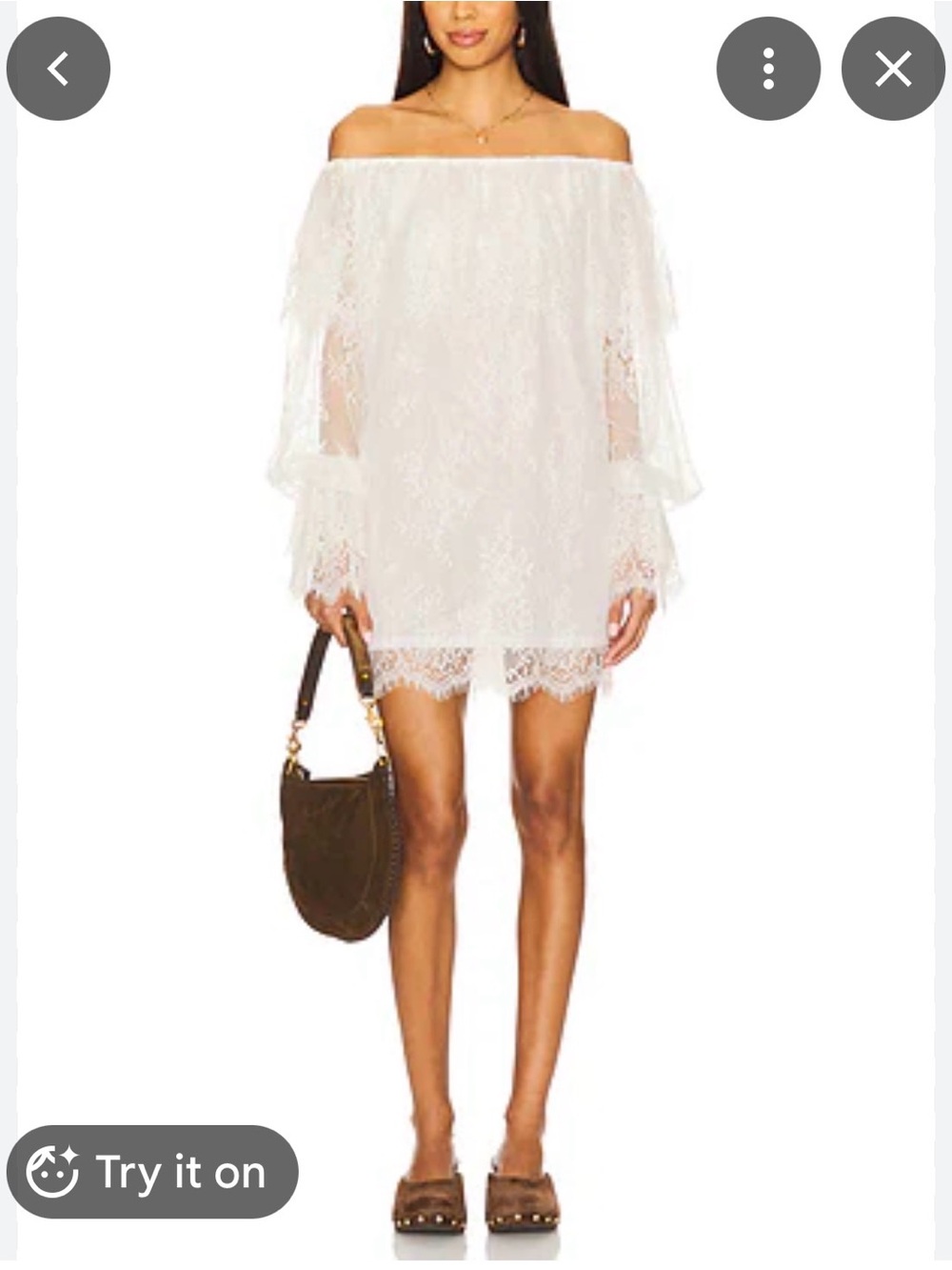 Trina Turk Samba Off Shoulder Embroidered Lace Mini Dress White L